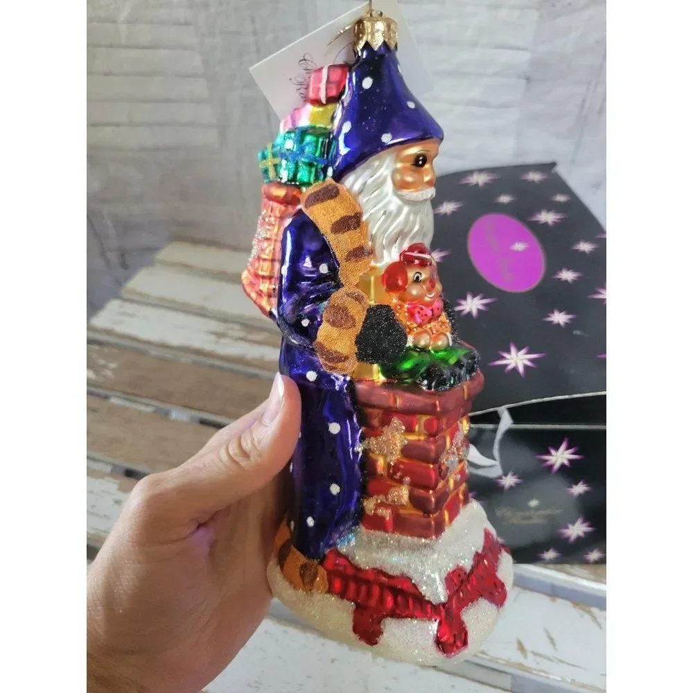 Radko chimney‎ sweets blue wizard Santa ornament Xm